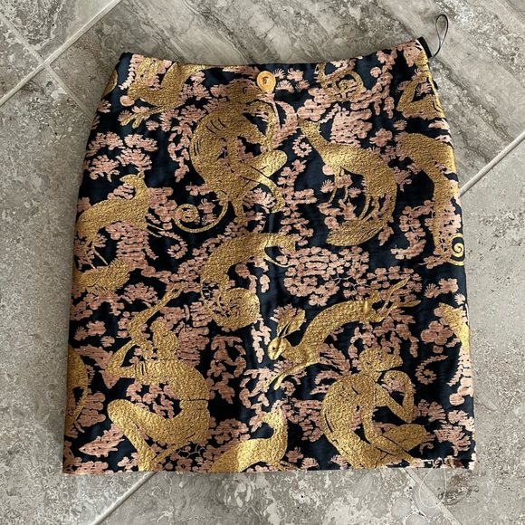 NEW Versace Jacquard Mini Skirt, Black Pink Gold, Size US 2 , EU 38 New w/Tag - Picture 6 of 12
